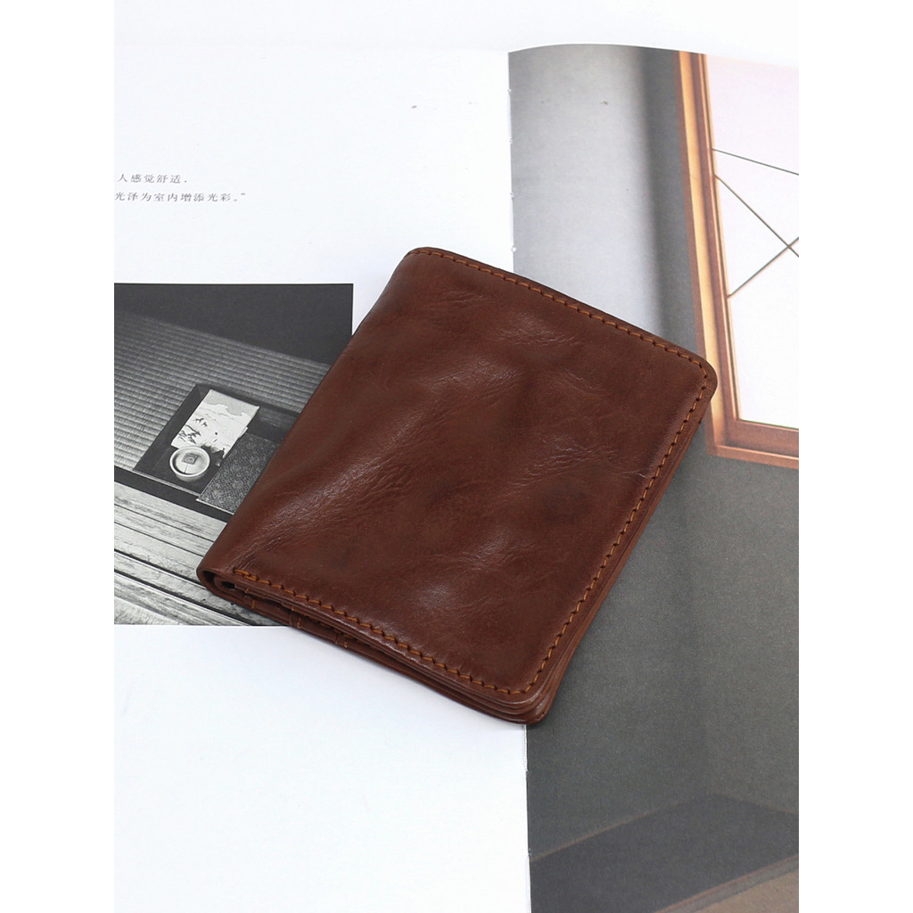 Primeira camada de couro pequena carteira 20% de desconto carteira curta juventude Retro na moda foto Bit titular do car