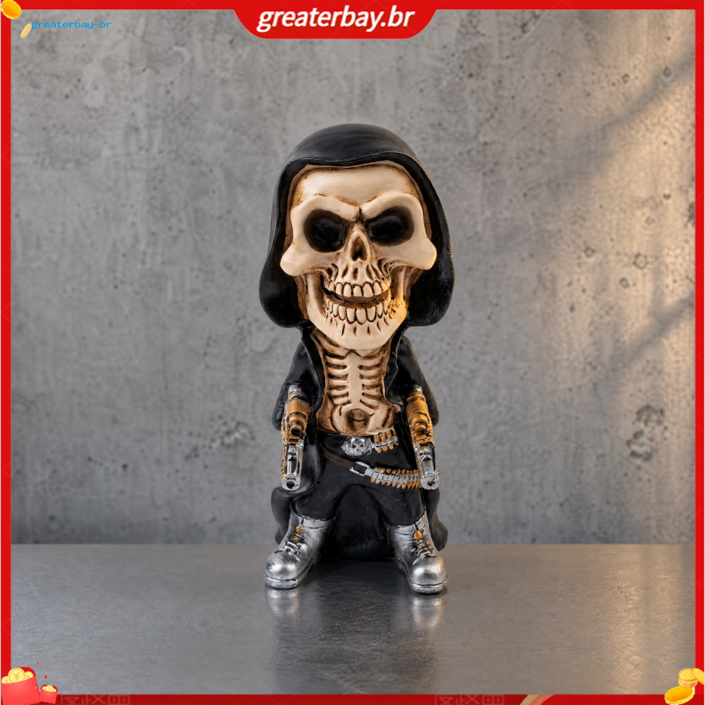 Halloween Skeleton Figurine Resin Sculpture Gunner Model Decor for Gaming Room Office Desk Unique Men’s Gift Desktop O