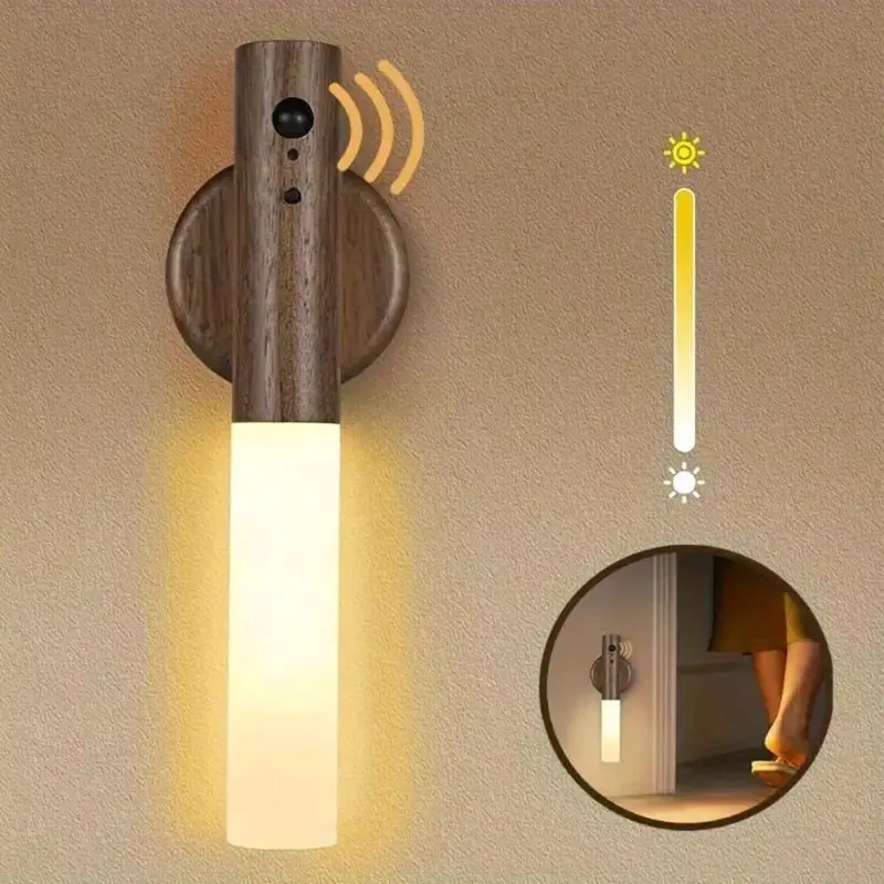 D5 Motion Sensor LED Night Light Rechargeable Magnetic Wall Mounted Induction Light Wardrobe Light Bedroom and Home Desk Lamp