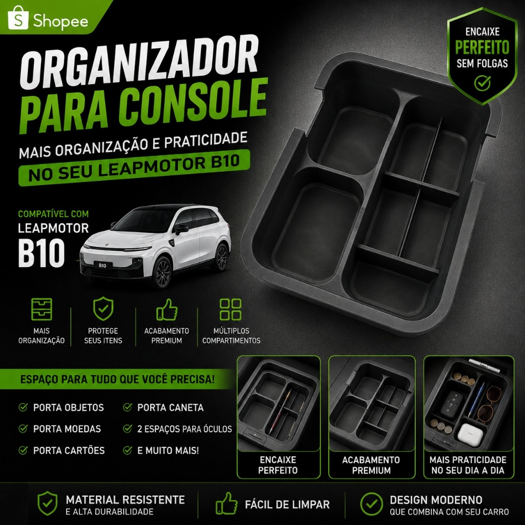 🚗 ORGANIZADOR PARA CONSOLE CENTRAL LEAPMOTOR B10 | ENCAIXE PERFEITO