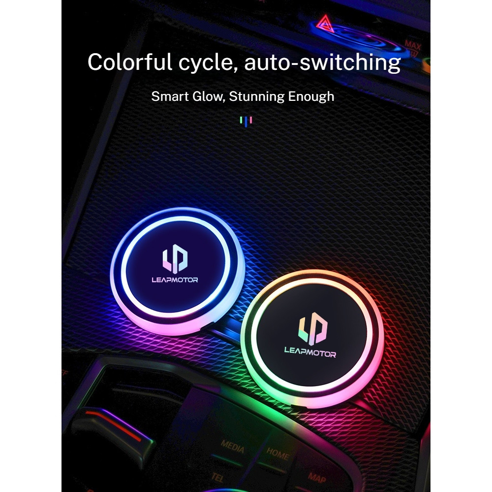 Para Leapmotor B01 B10 C01 C10 C11 C16 T03 S01 7 Cores Carro LED Luzes De Suporte De Copo
