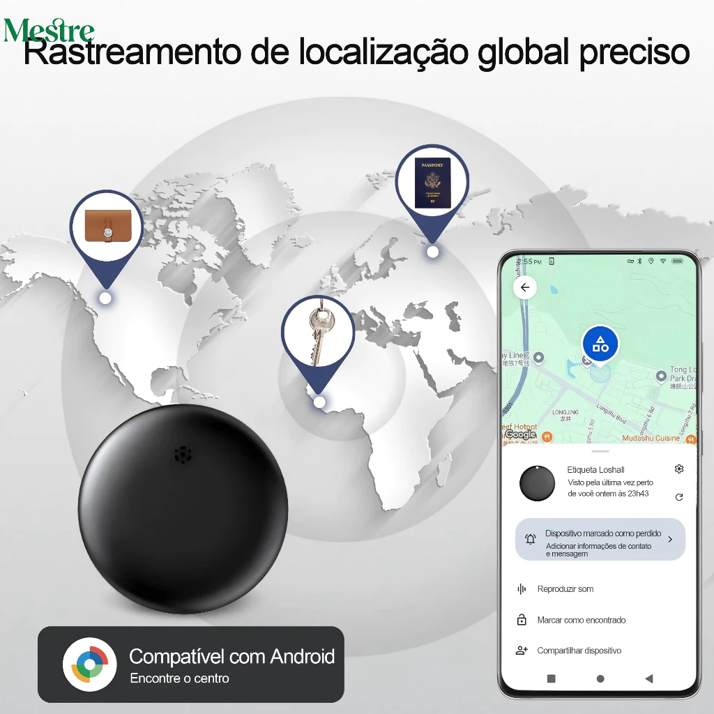 Certificado Google Tag Android  Mestre 1 Und. | Alternativa ao AirTag, Compatível com Find My Device
