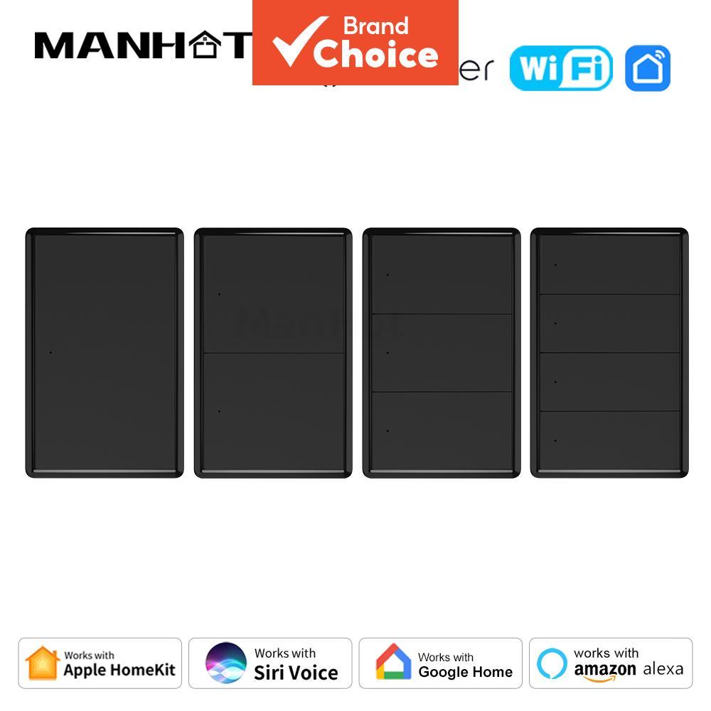 MANHOT Matter Works com interruptor inteligente WiFi Tuya, controle por voz, botão pulsante para lâmpada, controle de