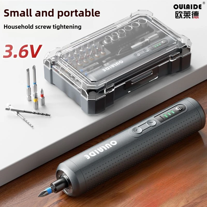 Electric Screwdriver Cordless Rechargeable Power Screwdrivers Set Automatic Home Repair Type-C Cable Tool Kit with LED Lights