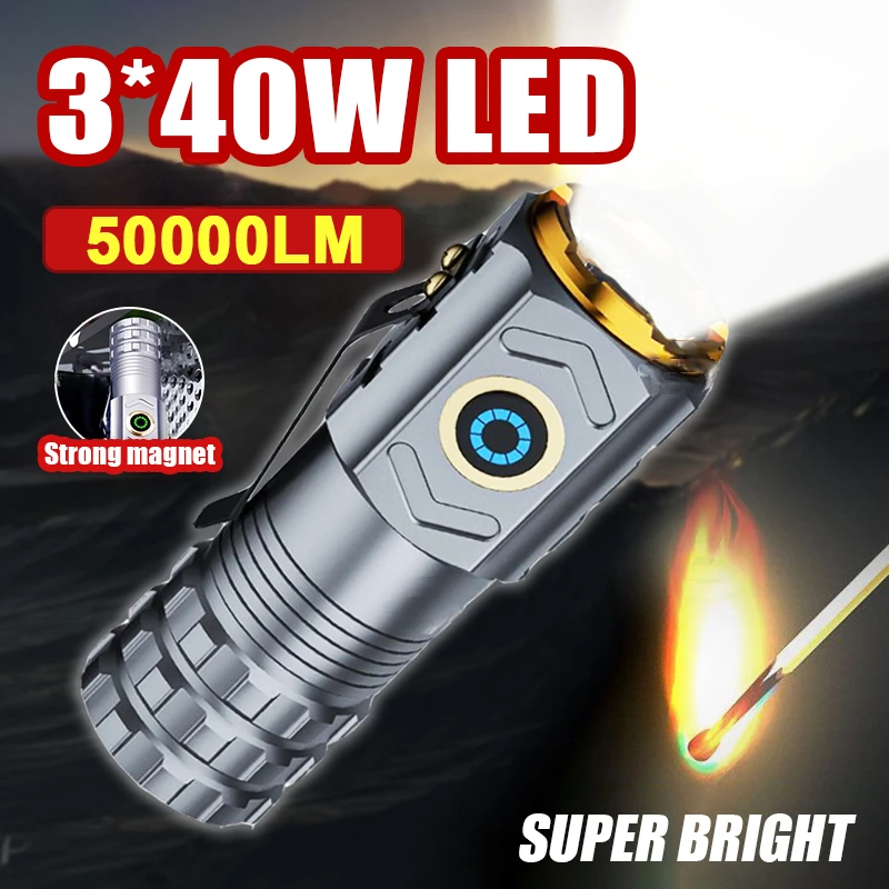 LED Strong Light Flashlight Rechargeable Multi Functional For Long Range Portable Outdoor Home Mini Flashlight Cap Clip Light