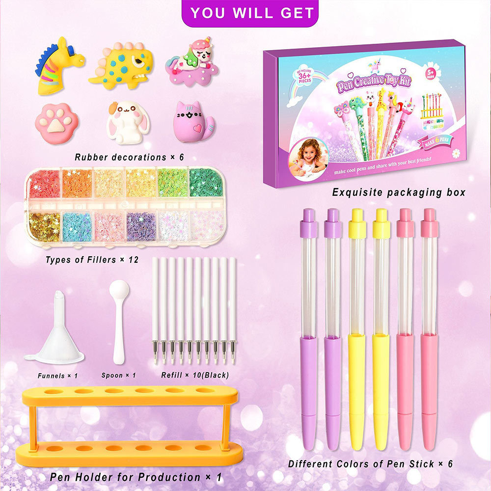 DIY Glitter Pen Creative Kit - Make Your Own Sparkle Pens for Kids Art Craft