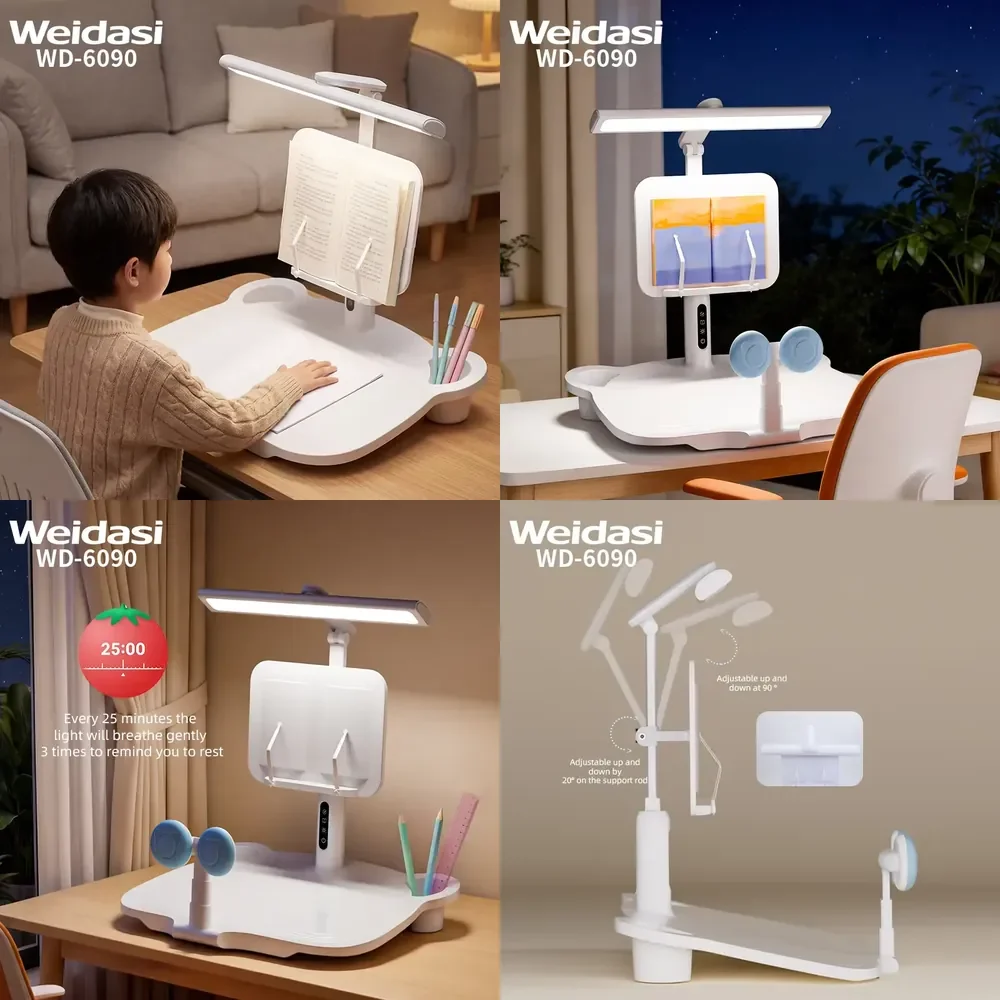【CHIMU HOME】 Eye Protection Desk Rechargeable Table Lamp for Study Reading Night Light with Fan LED Display Multifunction