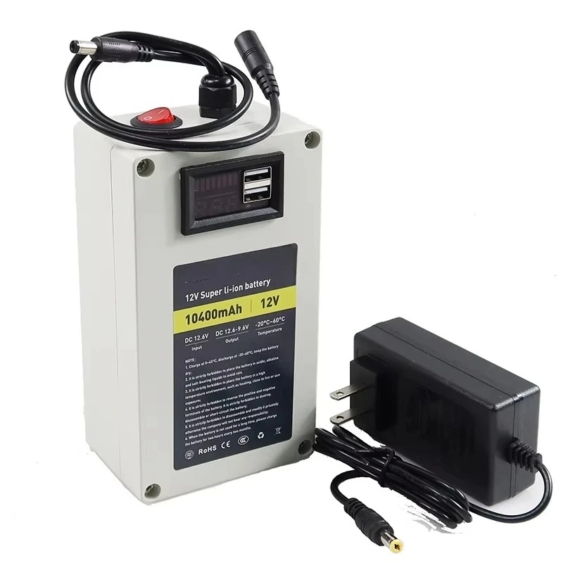 A 30A 40A Li-Ion Portable Rechargeable DC1210A 10400mAh Battery Pack LED Light With USB for Outdoor Power Supply Home