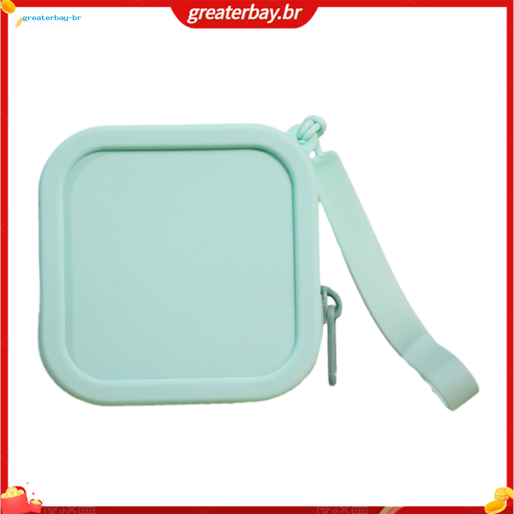 Silicone Coin Pouch with Zipper and Wrist Strap – Compact Shockproof Square Storage Bag for Headphones Change Lightwei