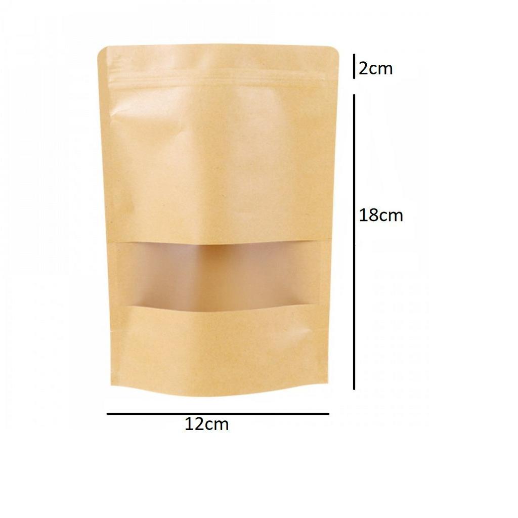 Embalagem Saco Stand Up Pouch Kraft C/ Visor 20x12cm