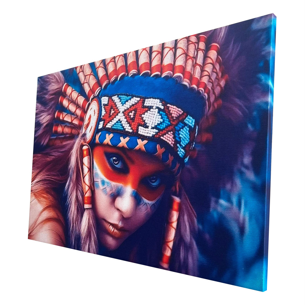 Quadro Decorativo Canvas Cultural Arte Étinica Indígena Colorida Parede Sala Quarto Escritório 60x40