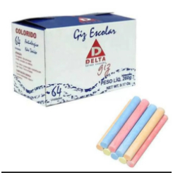 Giz Escolar Colorido Delta Com 64 Unidades