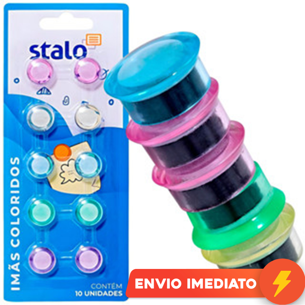 Imãs Magnético Coloridos Para Quadro Lousa Geladeira Blister 15mm Ima De Alta Tração Stalo
