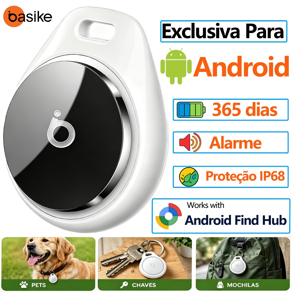 BASIKE Tag localizador airtag android Rastreador Antipenda de Objetos com App Grátis de Chaves, Mochila e Pets Find Hub