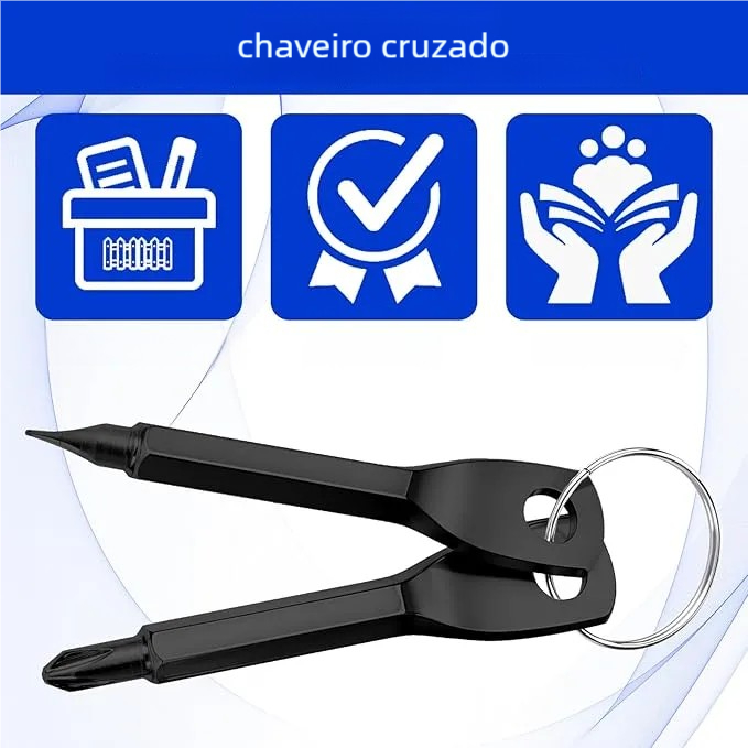 Chaveiro Tool Portátil EDC: Chave Fenda Philips para Camping e Bolso