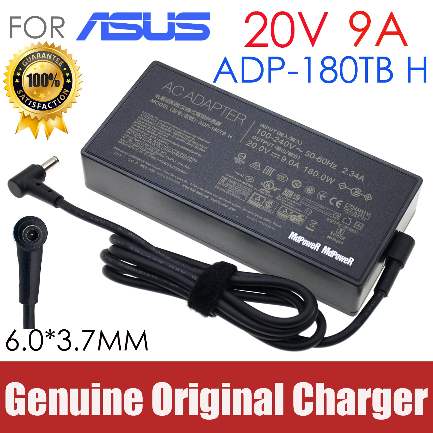 Original 180W 20V 9A ADP-180TB H AC Adapter Charger For ASUS ROG 14 GA401I G14 GA5021 FX506LU Tuf Gaming A17 Laptop Power Supply