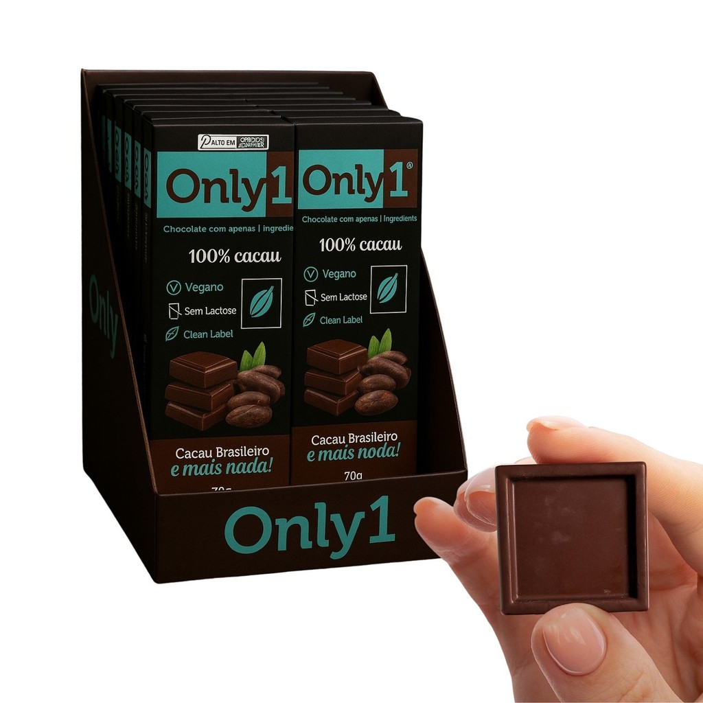Barra De Chocolate 100% Cacau Puro Only 1 - Caixa 6 Unidades 70g