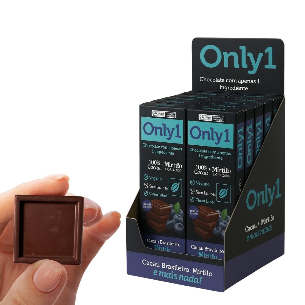 Barra De Chocolate 100% Cacau Com Mirtilo Only 1 - Caixa 6 Unidades 70g