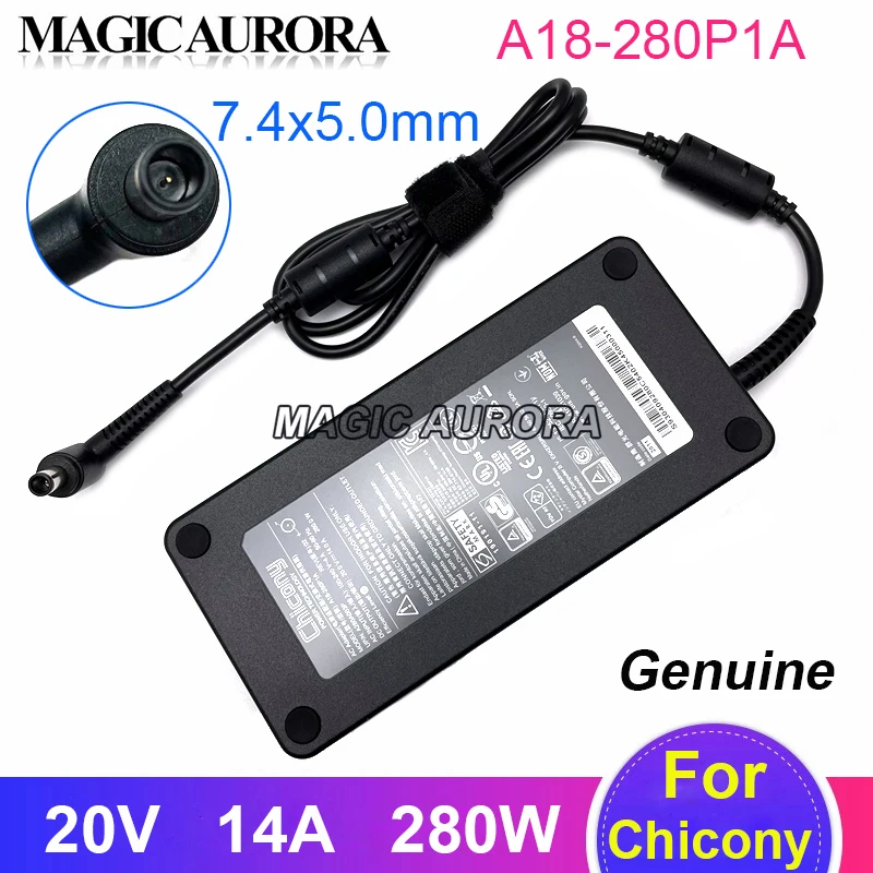 Genuine CHICONY A18-280P1A Power Adapter 20V 14A 280W For MSI GE63 GE75 RAIDER 8RF GP76 GE65 RAIDER 9SF Gaming Laptop Charger