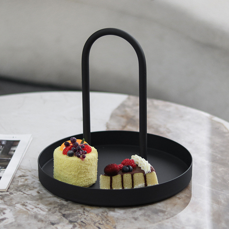 PUIQ Modern minimalist round tray with handles, decorative piece for hotel bedrooms, walk-in closets, and bathrooms, als