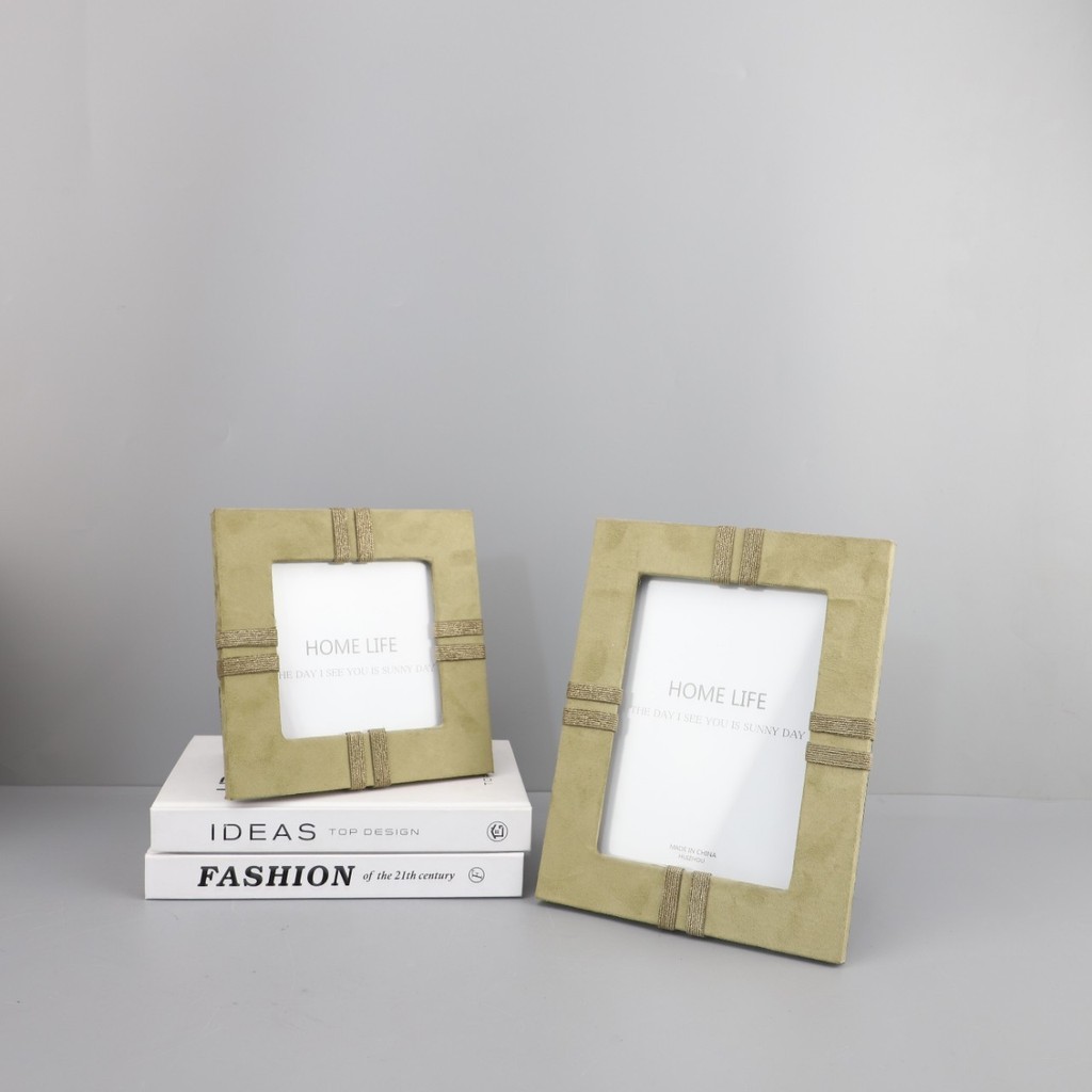 PQJL Modern, minimalist wooden and leather photo frames, decorative pieces for living rooms, bedrooms, walk-in closets,