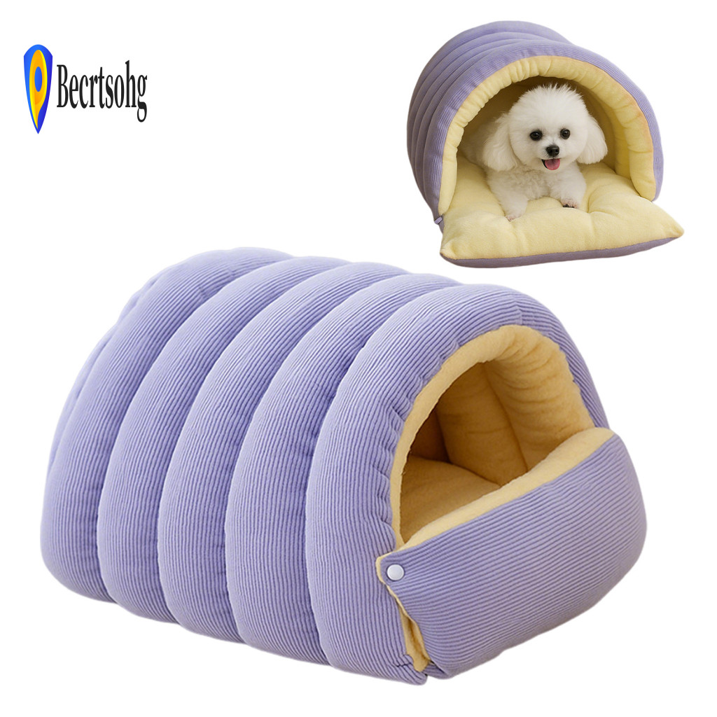 Semi-enclosed Pet Sleeping Space House with Non-slip Base Bed for Cats and Small Pets – Removable Washable Cover Cozy