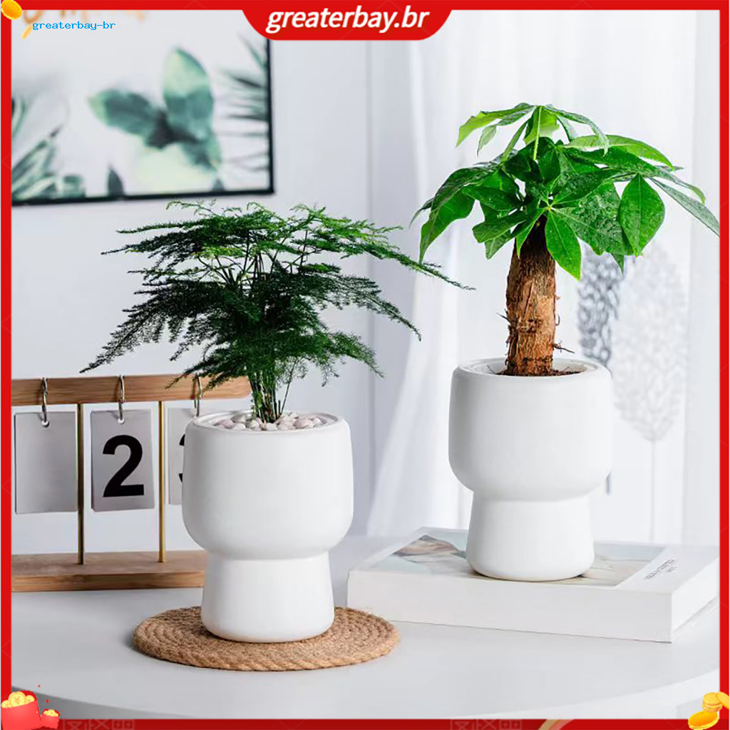 Self-absorbing Double-layer Flowerpot with Cotton Rope Planter Breathable Indoor Plant Pot Water Storage Tank – Perfec