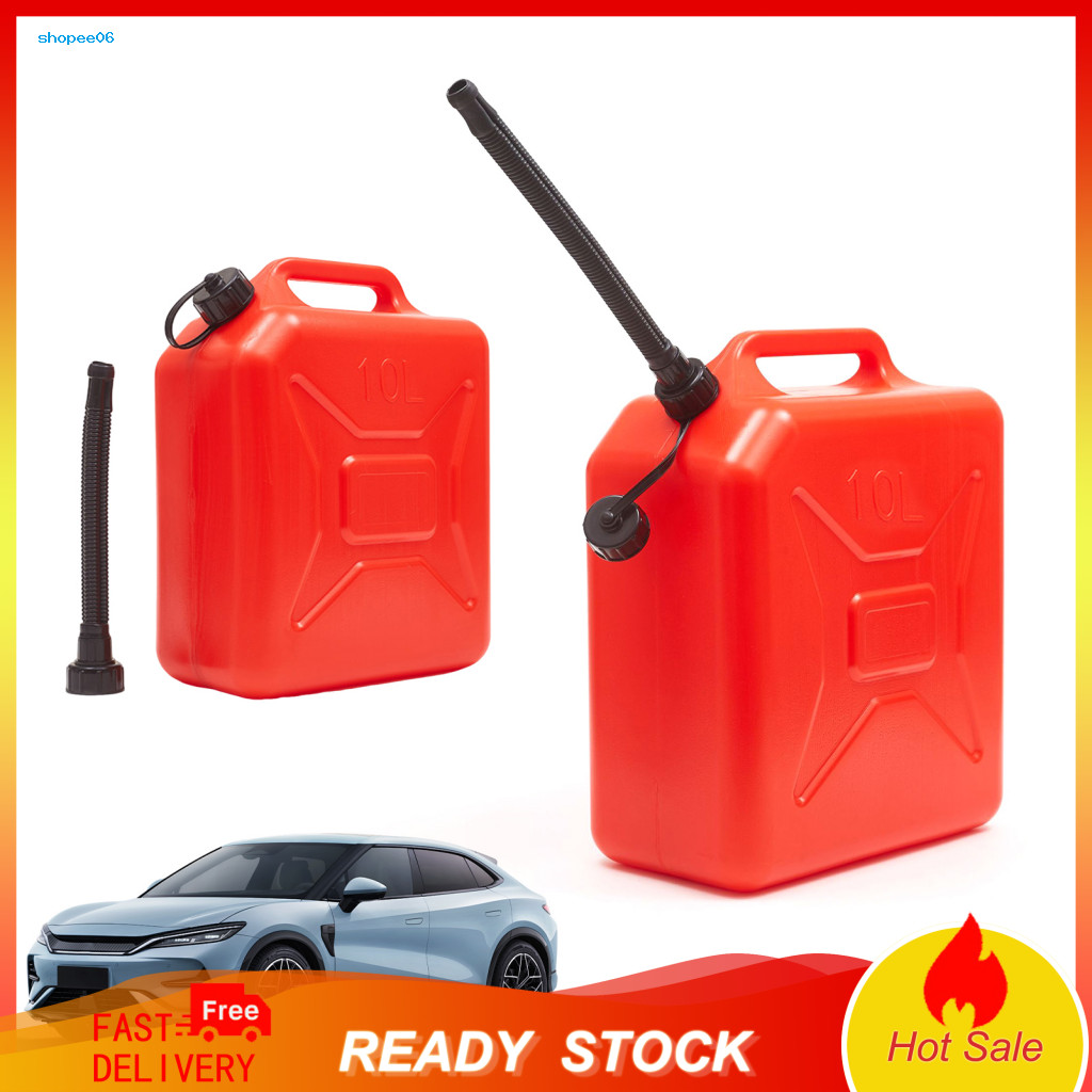 Durable Transfer Tank Portable 5l/10l Plastic Fuel with Spout Handle – Gasoline Diesel Storage Container for Cars