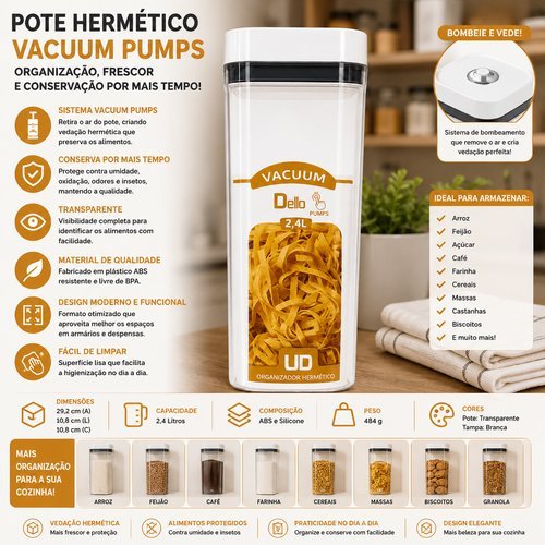 Pote Hermetico Retangular Tanks Plastico Organizador Alimentos 24 Litros
