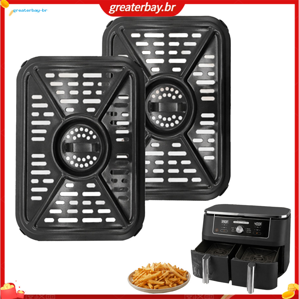 Air Fryer Grill Pan Replacement Tray for Ninja Foodi Dz401 Dz550 – Nonstick Durable Aluminum with Grease Rubber Pad He