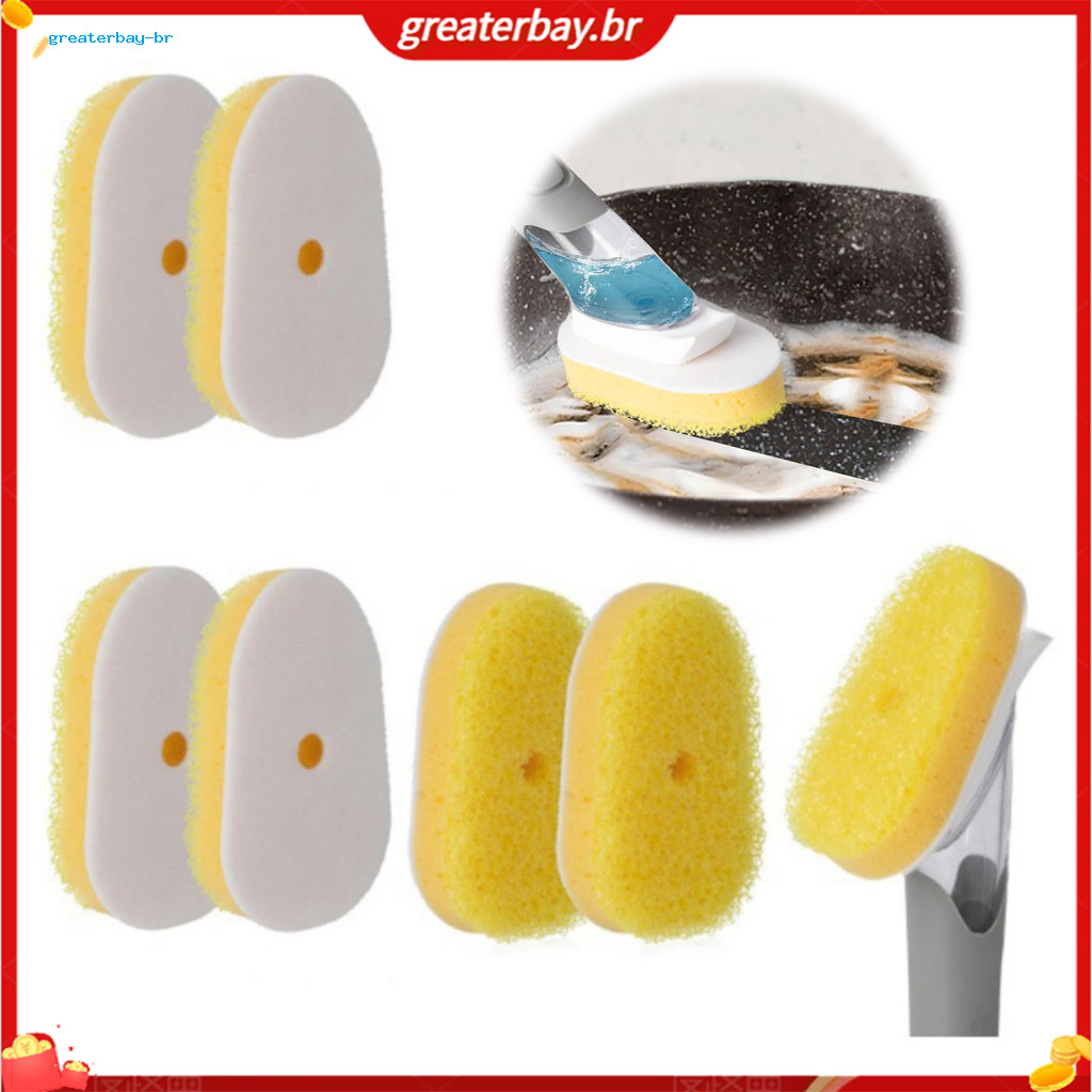 Replacement Sponge Head for Kitchen Scrubbing Pad High Density Non-scratch Durable Tool Easy Push to Replace Ideal for E