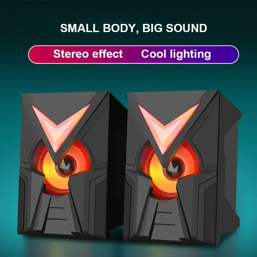 Desk Mini Usb Speaker Cute Animal Eye Shaped Wired PC Office Deep Bass Desktop Laptop Sound Box Music Playing