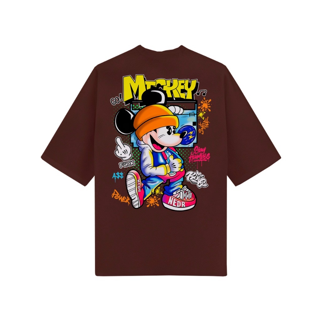 Moletom Unissex Modelagem Oversized Estampa Mickey Mouse Grafite Streetwear Conforto Premium Dia a Dia