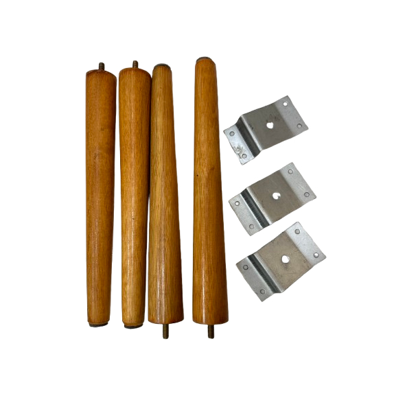 Kit 4 Pés Retrô 20cm Com Inclinador Para Sofá Poltrona Rack Cama Box Madeira Maciça Reforçado