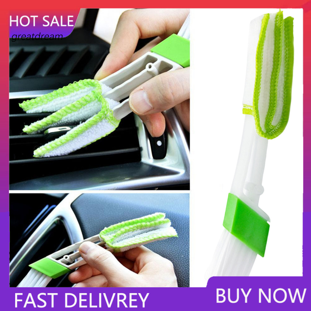 Blind Cleaning Tool Cleaner Car Vent Brush Dual-head Soft Bristles Dashboard Dust Removal Reusable Auto Detailing Access