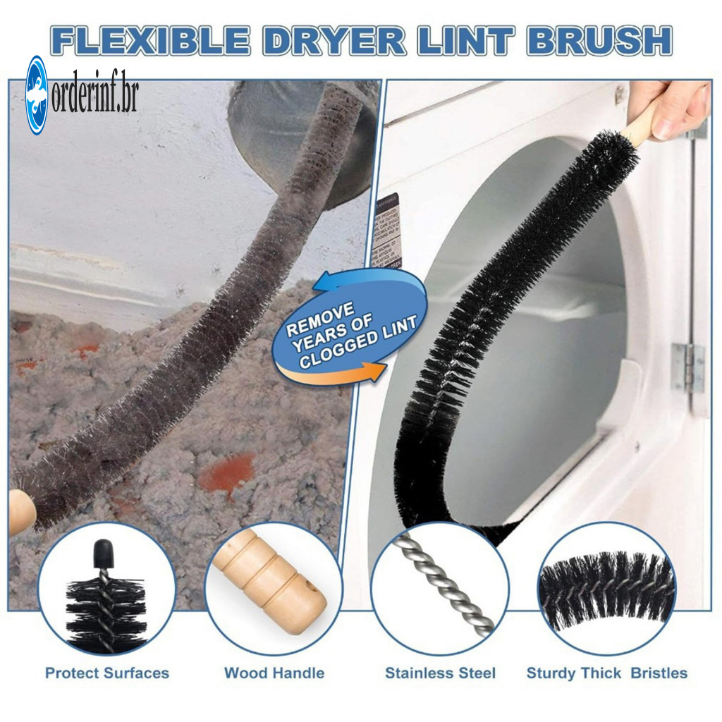 Lint Trap Cleaner Dryer Duct Kit Vent with Flexible Kapok Brush – Long Reach Vacuum Dust Removal Tool for Easy Home Ap