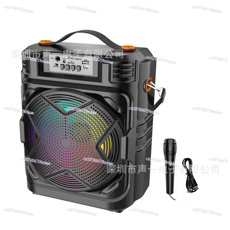 Cross-border 8-inch Bluetooth Speaker Outdoor Portable Portable Square Dance Subwoofer Home Microphone Karaoke Wireless Speaker