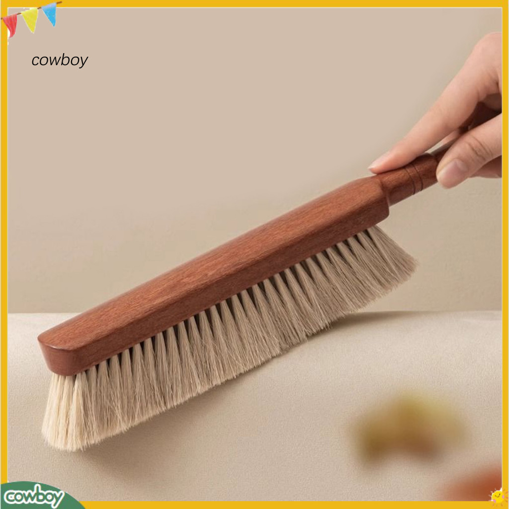 Soft Horsehair Bed Brush with Wooden Handle – Gentle Dust Removal for Sofa Carpet Bedding Fabrics Handheld Sweeping fo