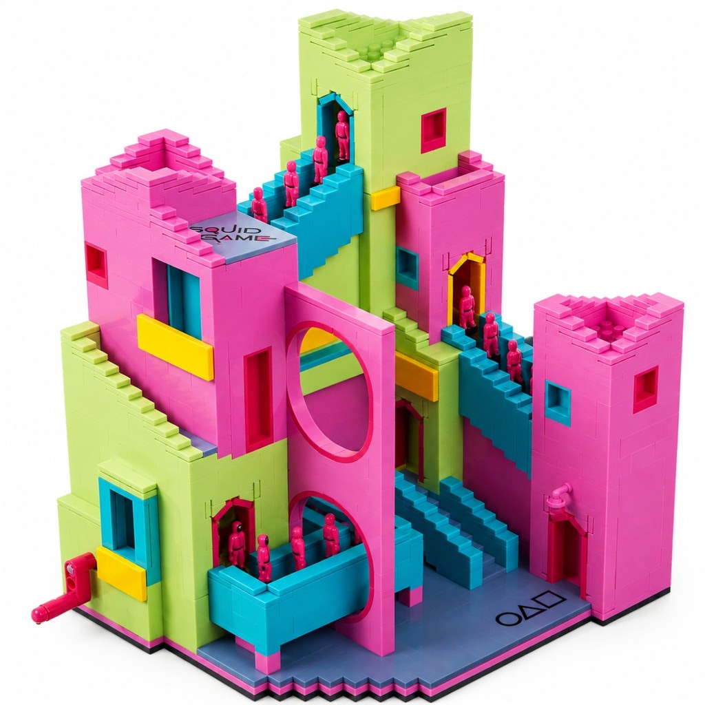 Conjunto De Construção Mega Squid Game Staircase A Escadaria Round Six HYL45 Mattel