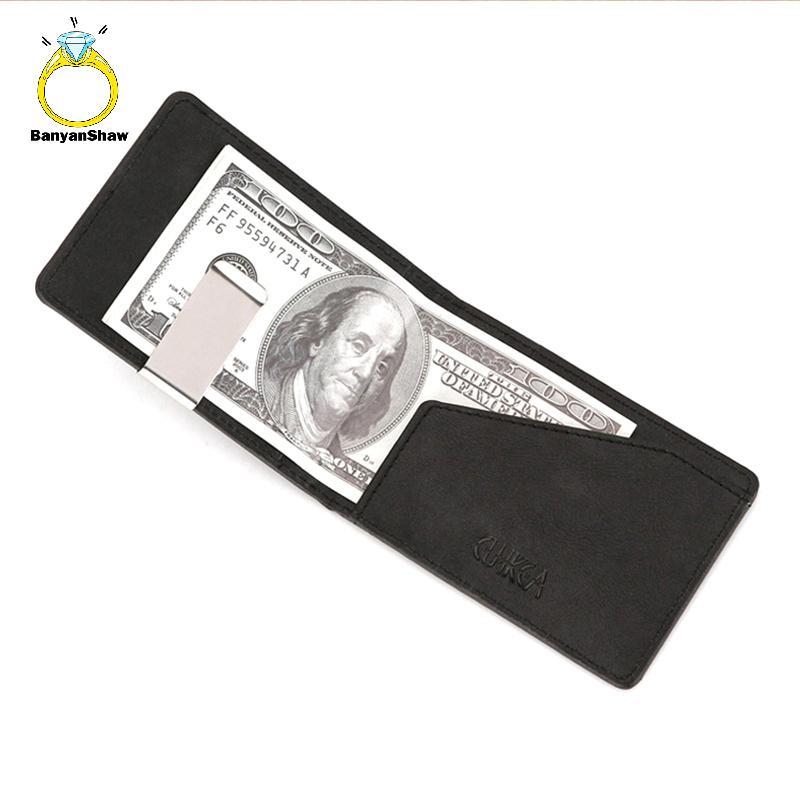 [BANY] Carteira Masculina De Couro PU Criativa Flip Clipe De Dólar Masculino Porta Cartão Curto Bom