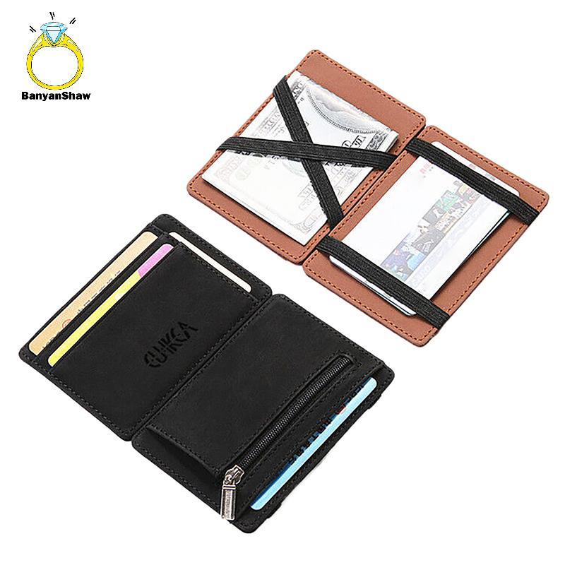 [BANY] Carteira Masculina Criativa Flip Porta-Cartões PU Moedas Masculino Com Zíper Curto Bom
