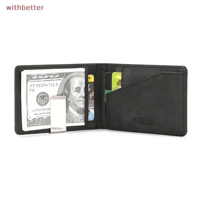 withbetter12 Carteira Masculina De Couro PU Criativa Flip Clipe De Dólar Masculino Porta Cartão Curto