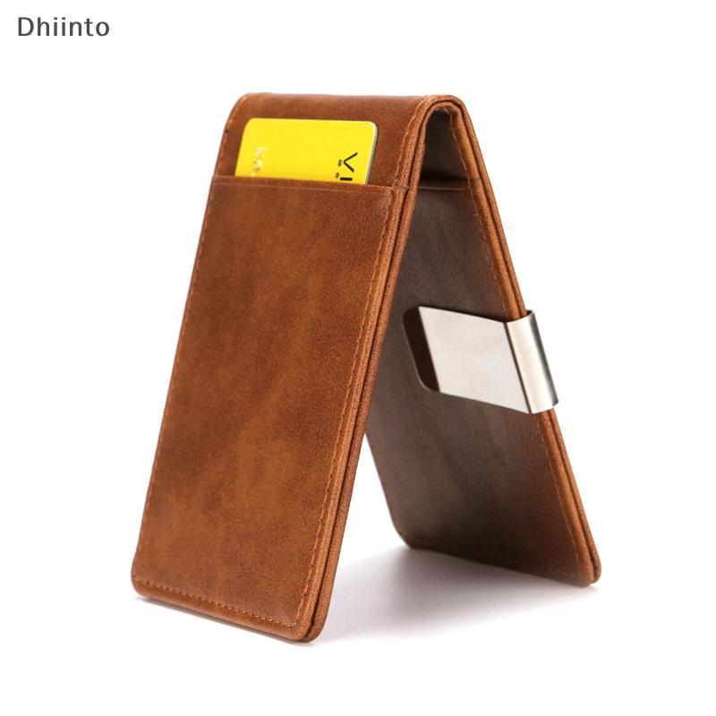 [Dhiint] Carteira Masculina De Couro PU Criativa Flip Clipe De Dólar Masculino Porta Cartão Curto