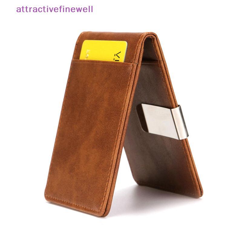 AWBR Carteira Masculina De Couro PU Criativa Flip Clipe De Dólar Masculino Porta Cartão Curto
