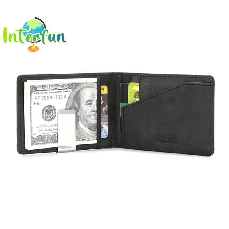 [InterfunB] Carteira Masculina De Couro PU Criativa Flip Clipe De Dólar Masculino Porta Cartão Curto [Novo]