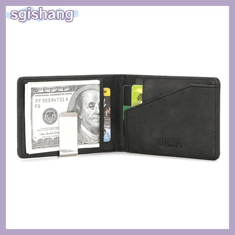 sg Carteira Masculina De Couro PU Criativa Flip Clipe De Dólar Masculino Porta Cartão Curto