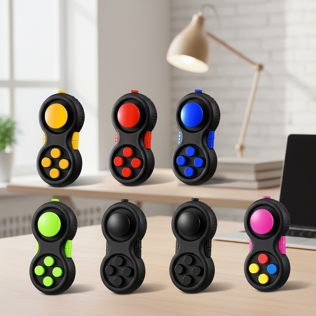 Almofada Controladora com 8 Funções de Fidget, Brinquedo Cubo para Alívio do Estresse, Ansiedade, TDAH, Autismo,