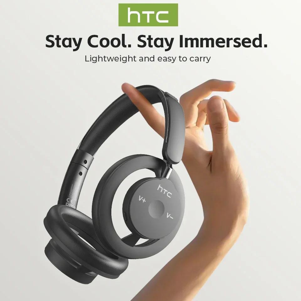 HTC HP06 Bluetooth V6.0 Wireless Open-Ear Headphones Foldable Punchy Bass Headset for PC Laptop Phone TV Lightweight Hollow Airy
