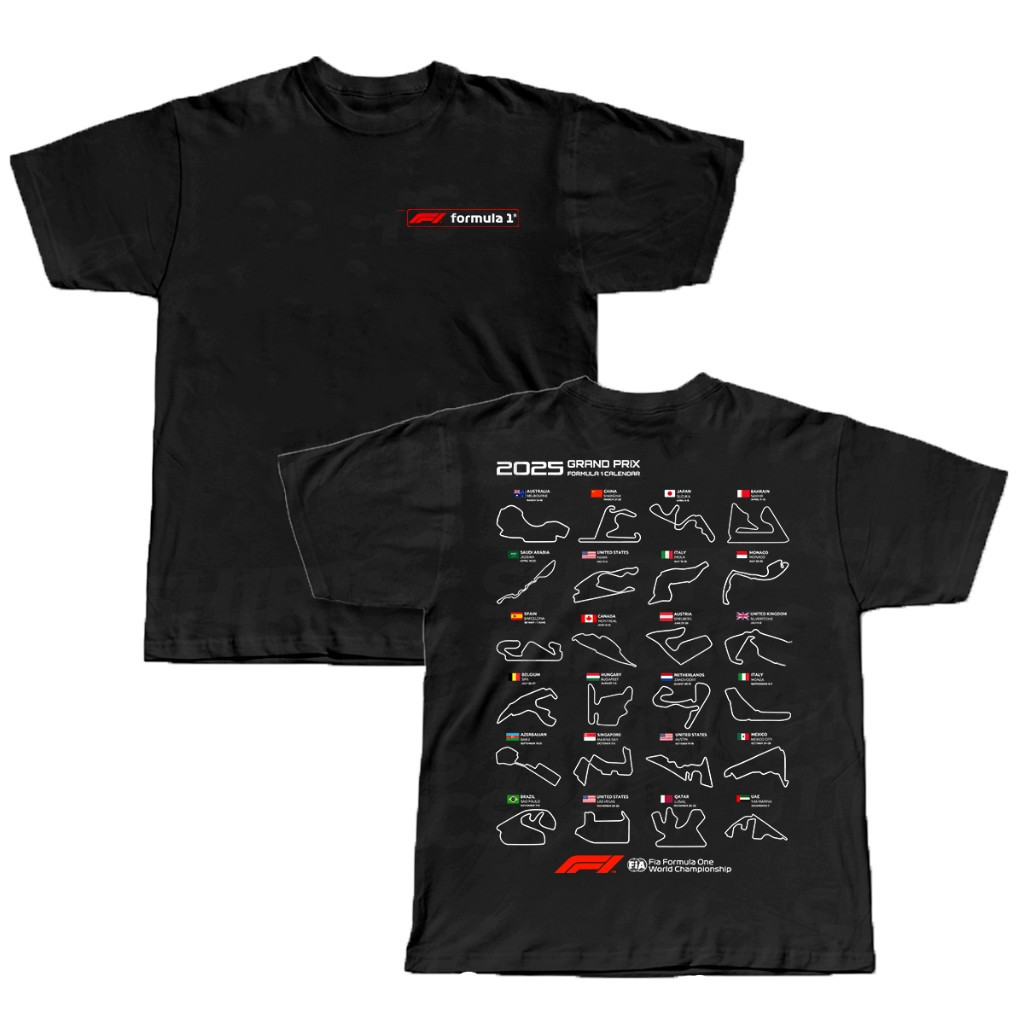 Camiseta Unissex Premium em Algodão Puro Nova  F1 Grand prix temporada 2025 Circuits Fór