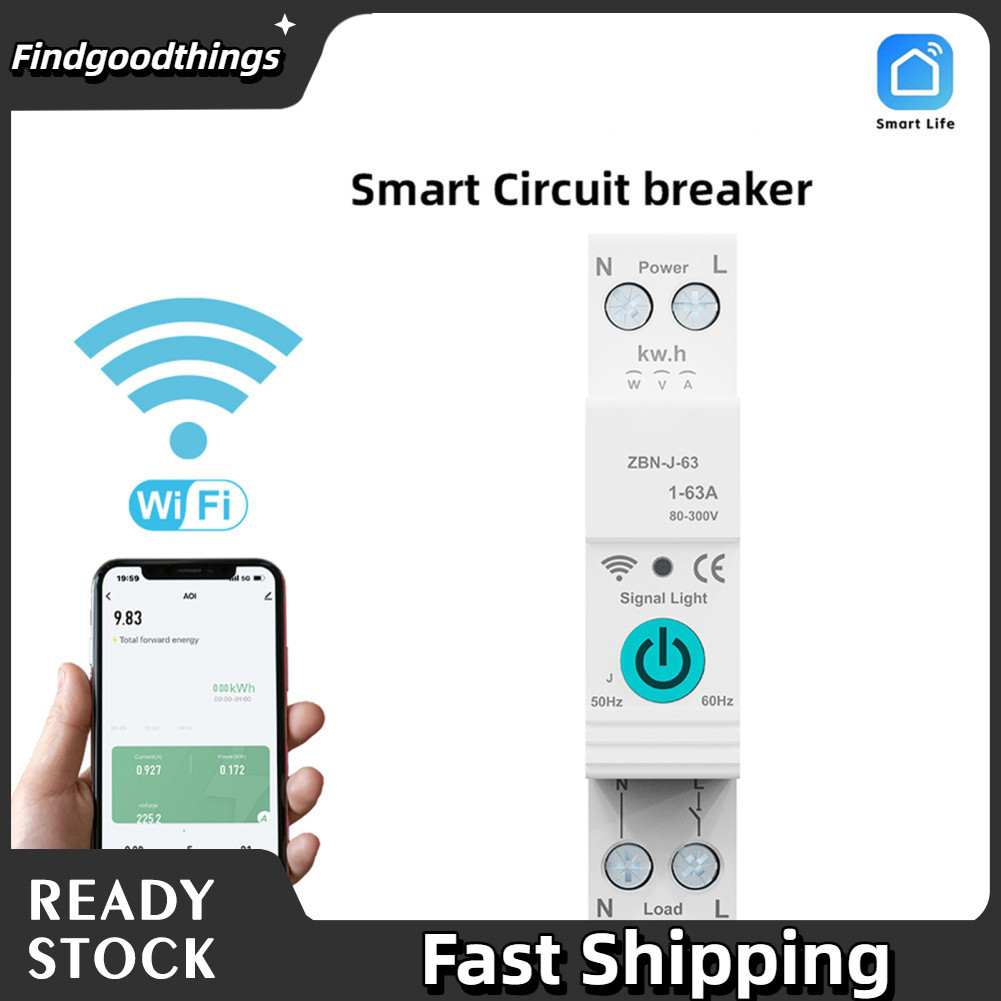 Findgoodthings-br Fafeicy Smart Circuit Breaker 63A Interruptor de controle remoto com voz